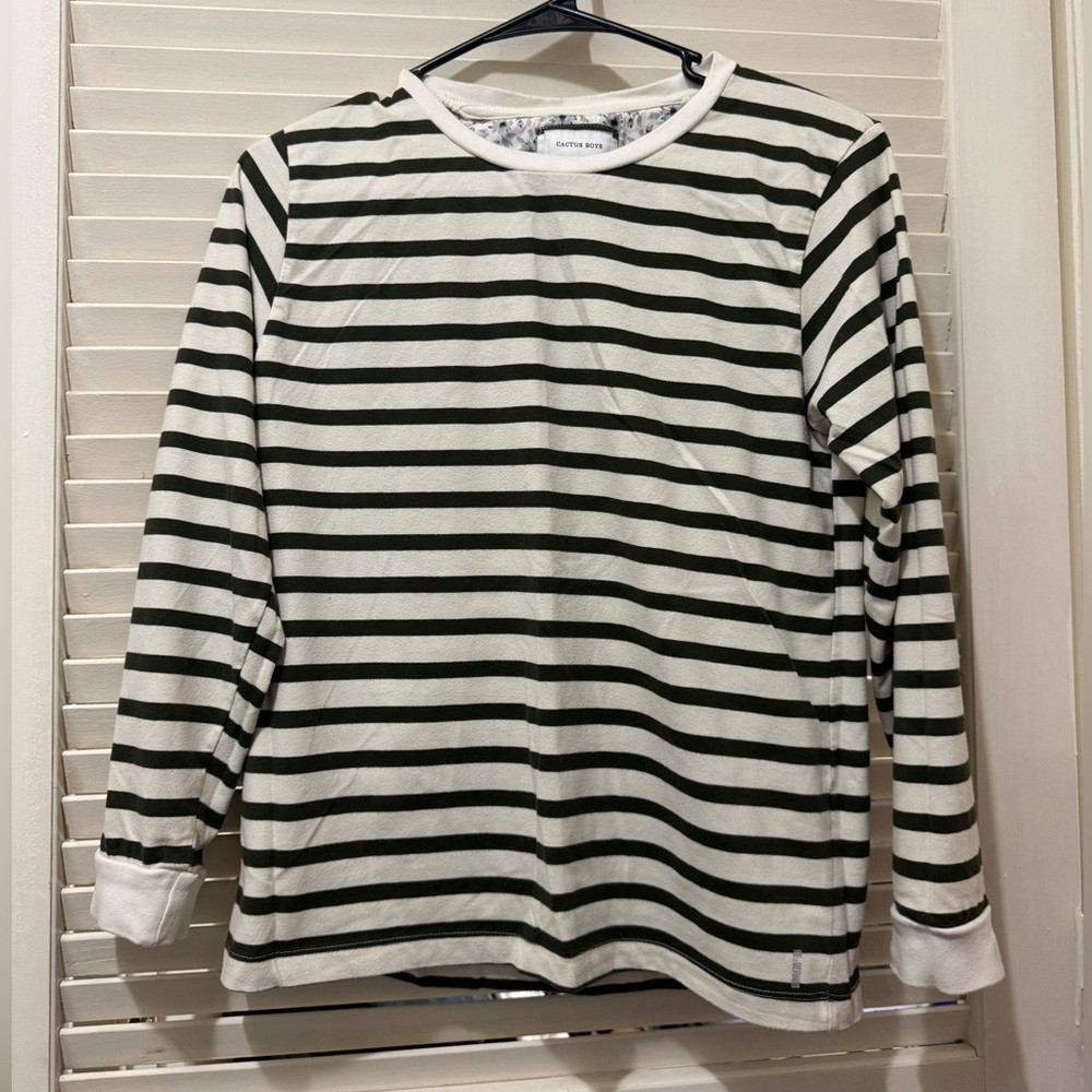 Cactus Green and White Striped Kids Tee